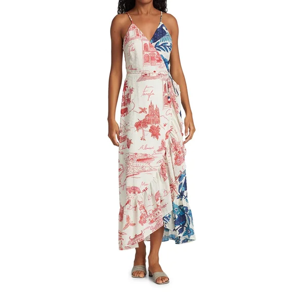 green emerald velvet dress Farm Rio Women's Bright Farm Strapless Maxi Dress